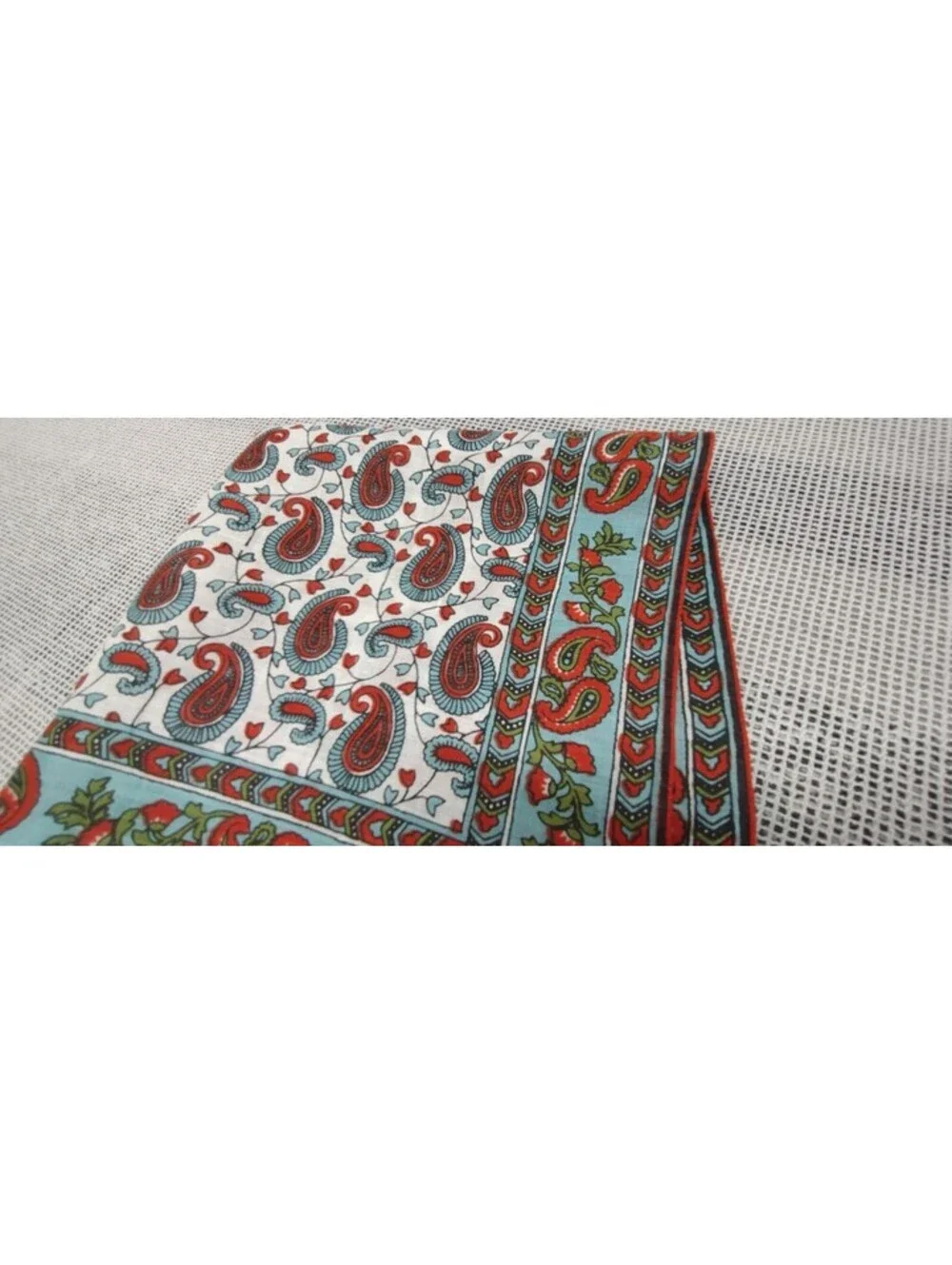 Vintage Fine Linen Handkerchief 50s Mid Century Paisley Terracota Brick Brown